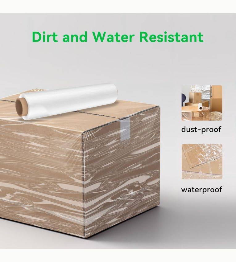 Rouleau de film stretch étirable transparent – 1,5 kg, résistant à l'eau et à la saleté. Idéal pour emballage sécurisé